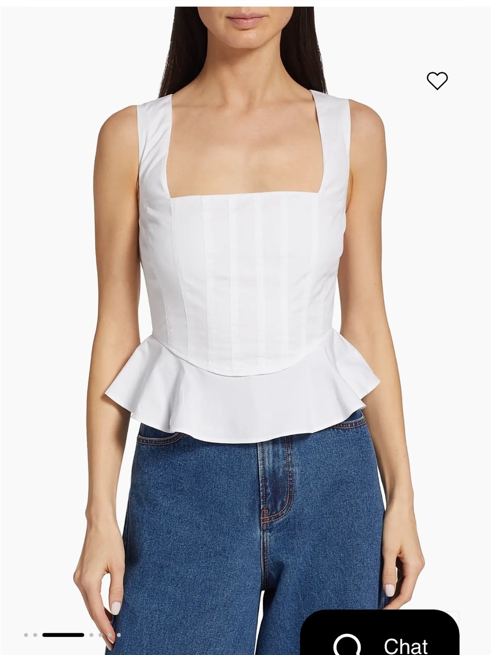Veronica Beard White Nikolette Square-Neck Peplum Top